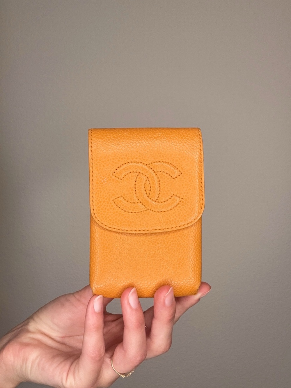Chanel Yellow Caviar Leather Small Pouchette
